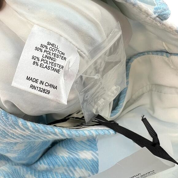 Revolve Assignment Chloe Trouser Pants Gingham Print Blue White Size Medium - Picture 12 of 13
